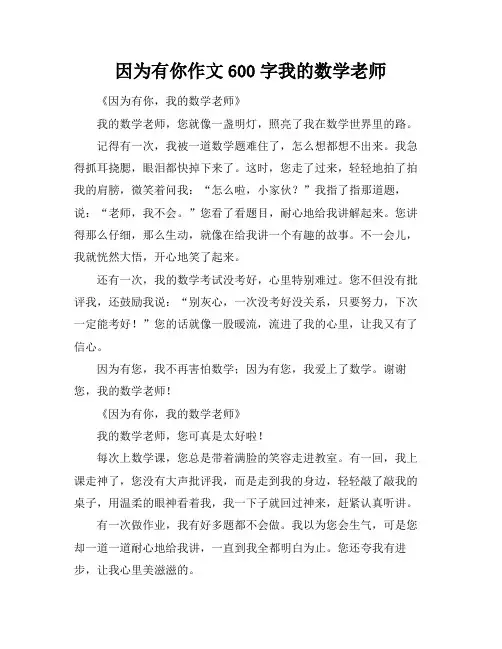因为有你作文600字我的数学老师
