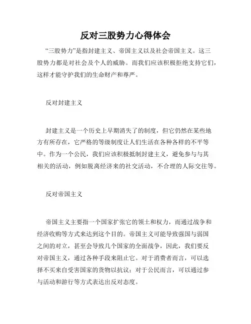 反对三股势力心得体会