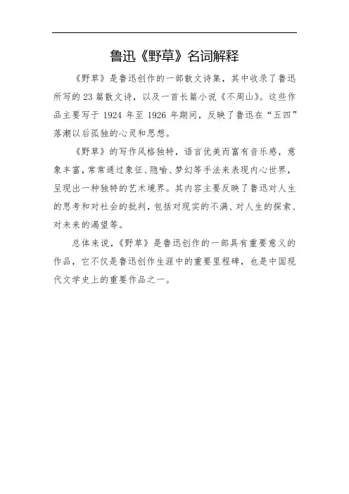 鲁迅《野草》名词解释
