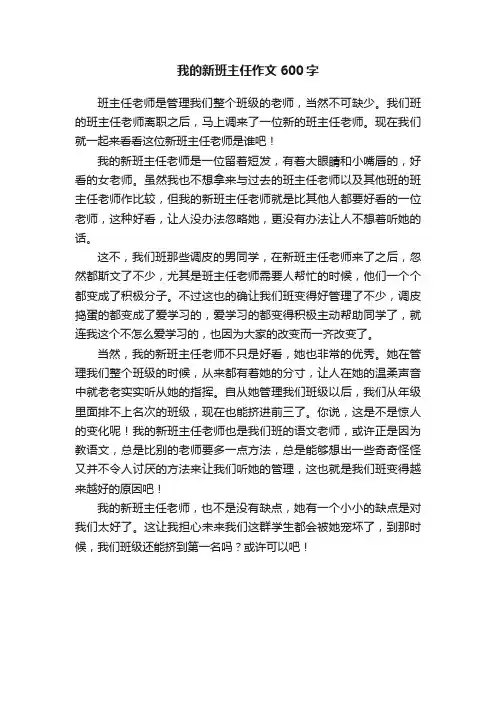 我的新班主任作文600字