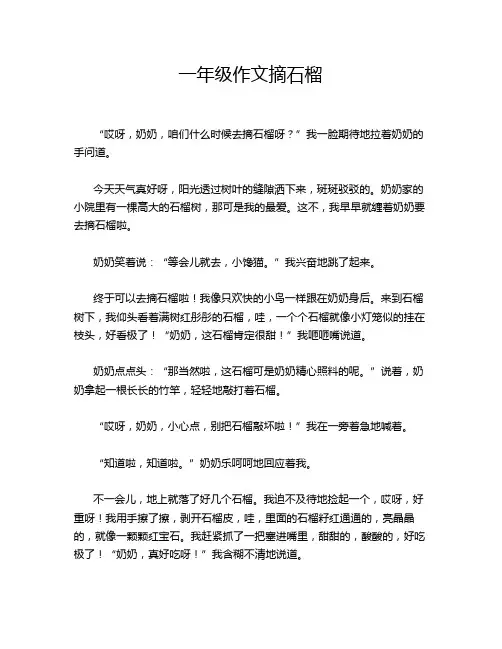 一年级作文摘石榴