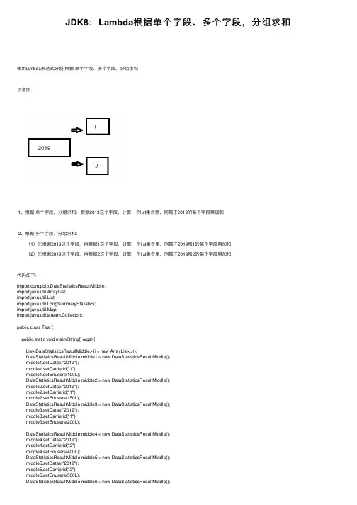 JDK8：Lambda根据单个字段、多个字段，分组求和