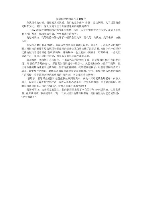 参观铜陵博物馆作文600字