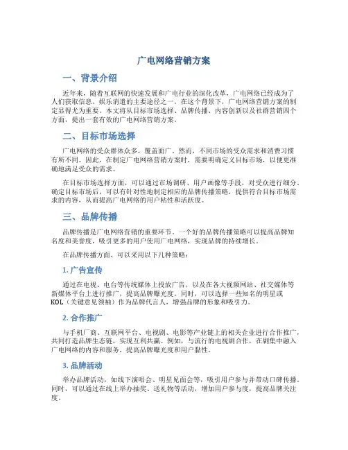 广电网络营销方案