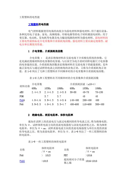 工程塑料的电性能