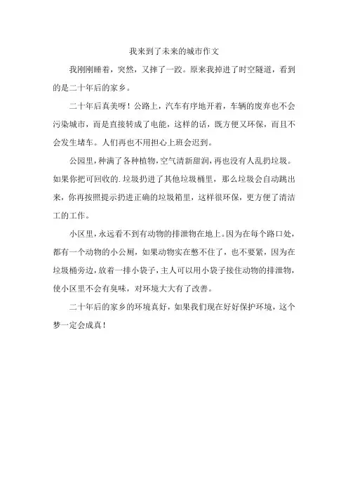 我来到了未来的城市作文