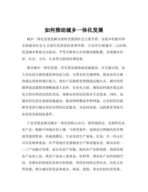如何推动城乡一体化发展