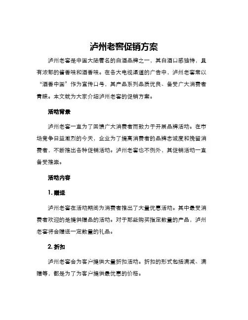 泸州老窖促销方案