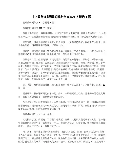 [字数作文]温暖的时刻作文500字精选5篇