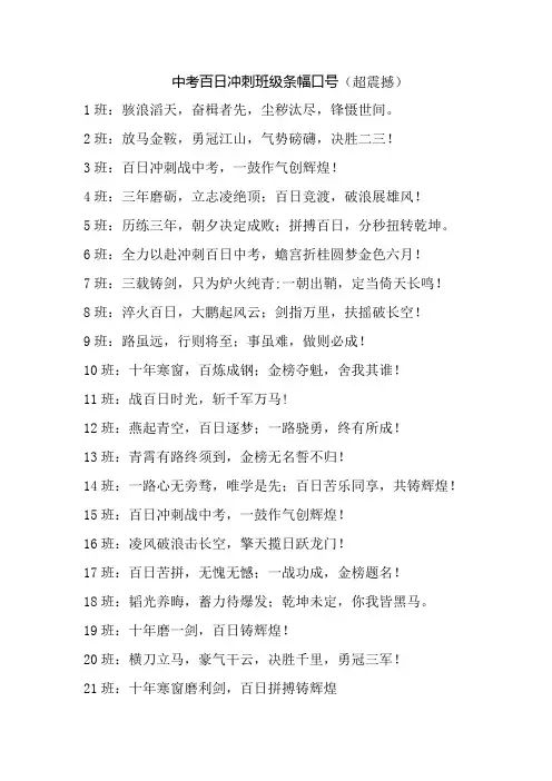 中考百日冲刺班级条幅口号(超震撼)
