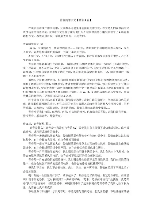 青春随想作文【精彩4篇】
