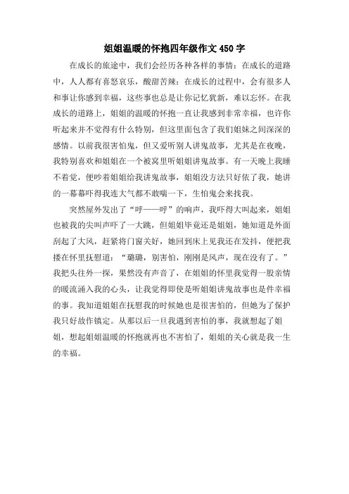 姐姐温暖的怀抱四年级作文450字