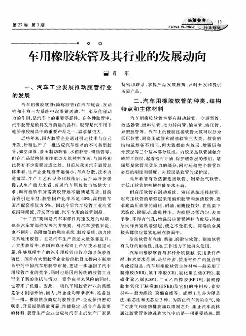 车用橡胶软管及其行业的发展动向