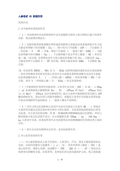人参皂甙CK药理作用参考模板