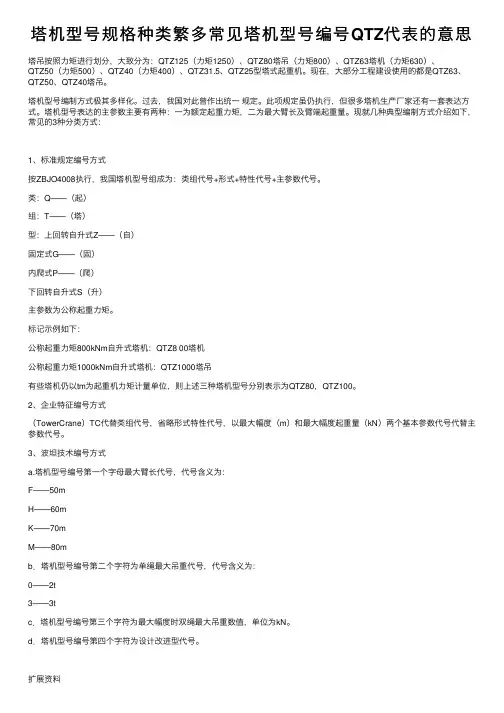 塔机型号规格种类繁多常见塔机型号编号QTZ代表的意思