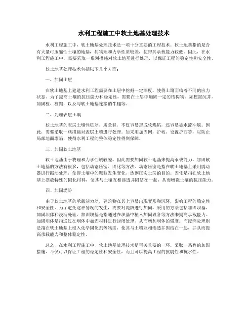 水利工程施工中软土地基处理技术