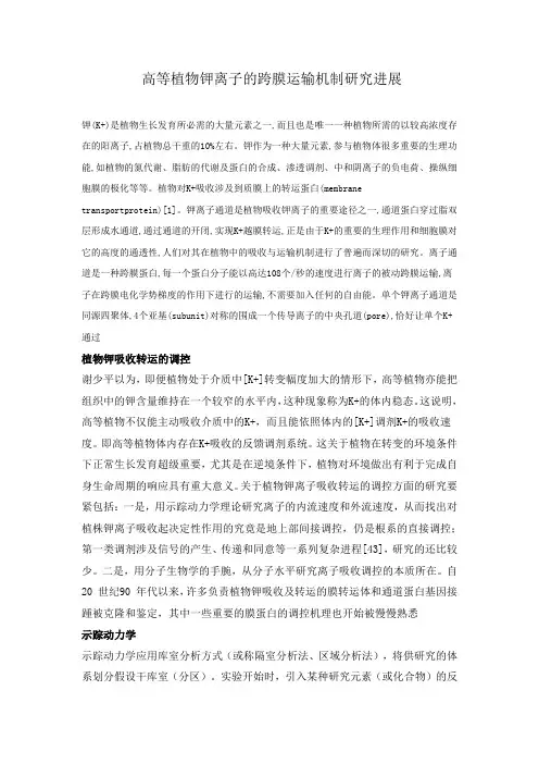 植物钾吸收转运调控