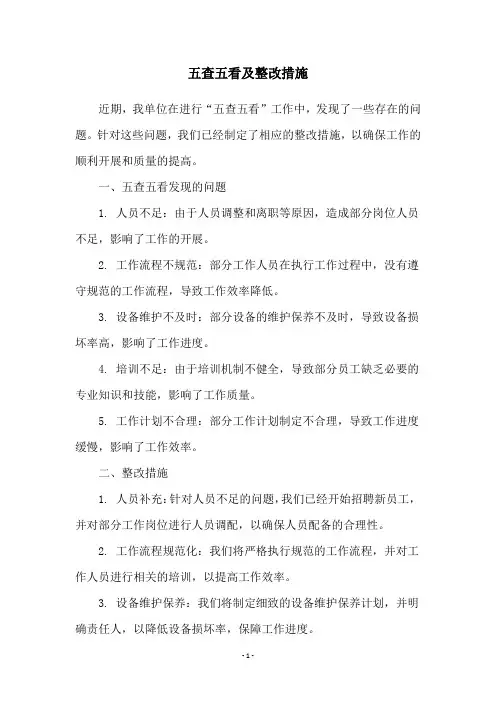五查五看及整改措施