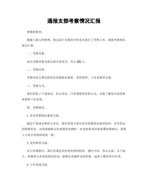 通报支部考察情况汇报