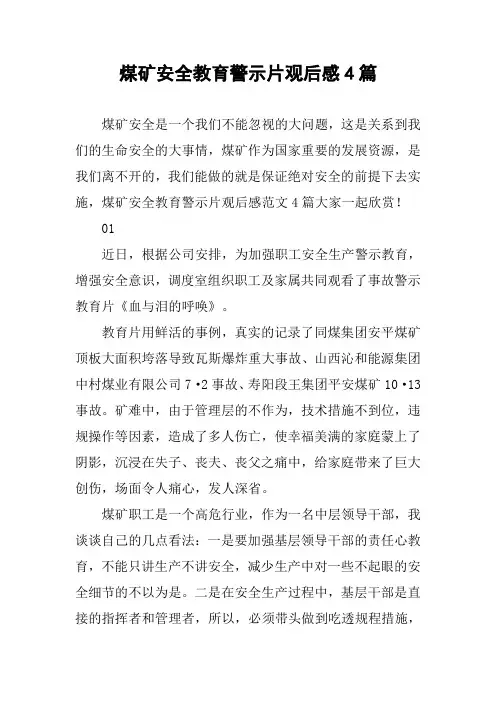 煤矿安全教育警示片观后感4篇