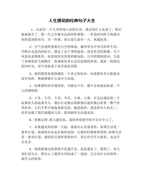 人生遇见的经典句子大全