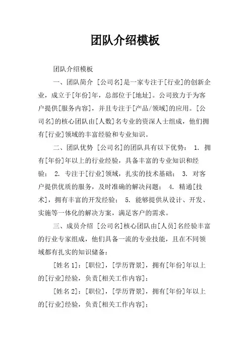 团队介绍模板