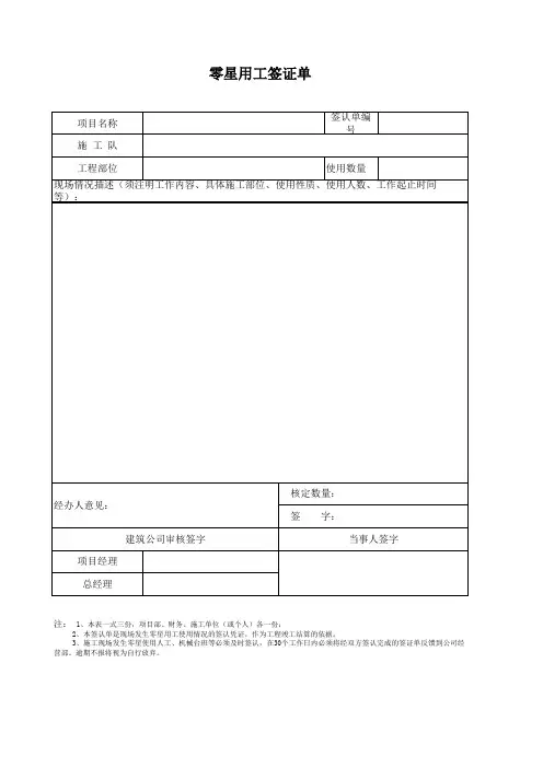 零星用工签证