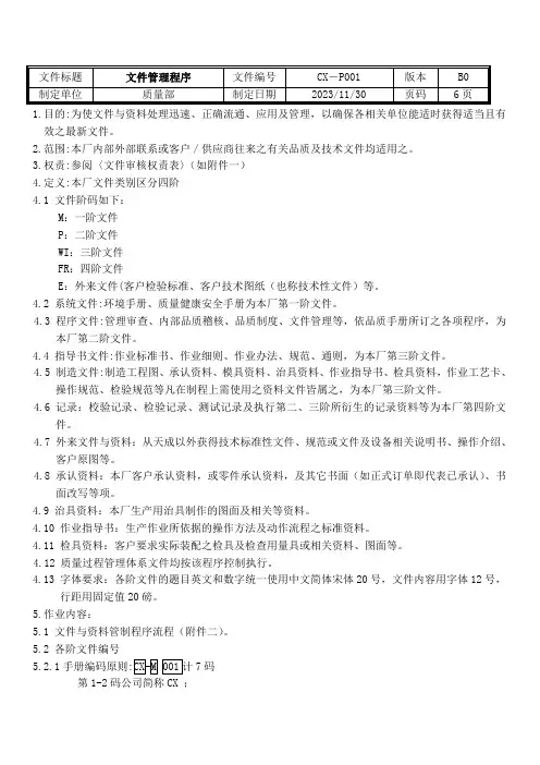 IATF16949文件管理程序