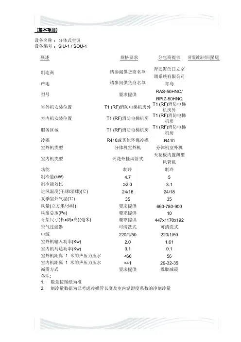 空调机组(日立参数)