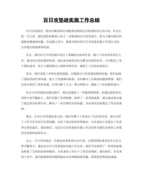 百日攻坚战实施工作总结
