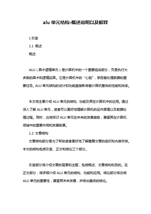 alu单元结构-概述说明以及解释