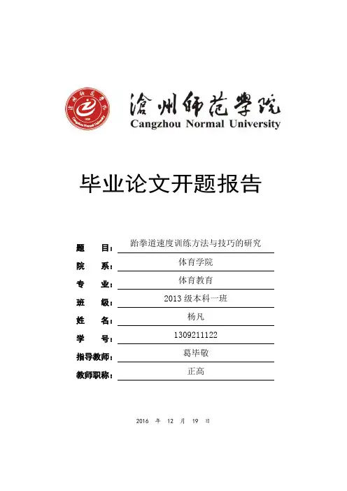 速度的训练方法与技巧的研究-开题报告-