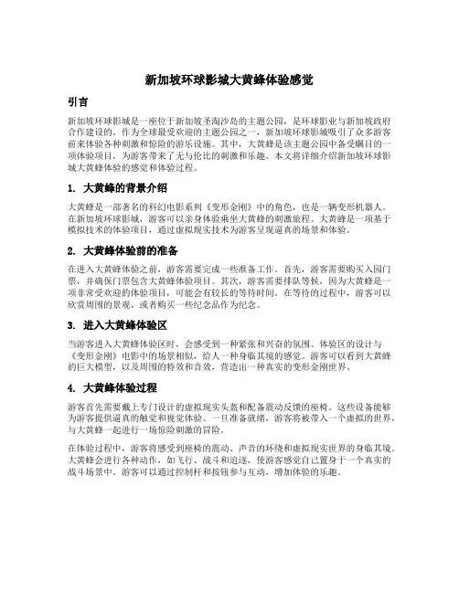 新加坡环球影城大黄蜂体验感觉
