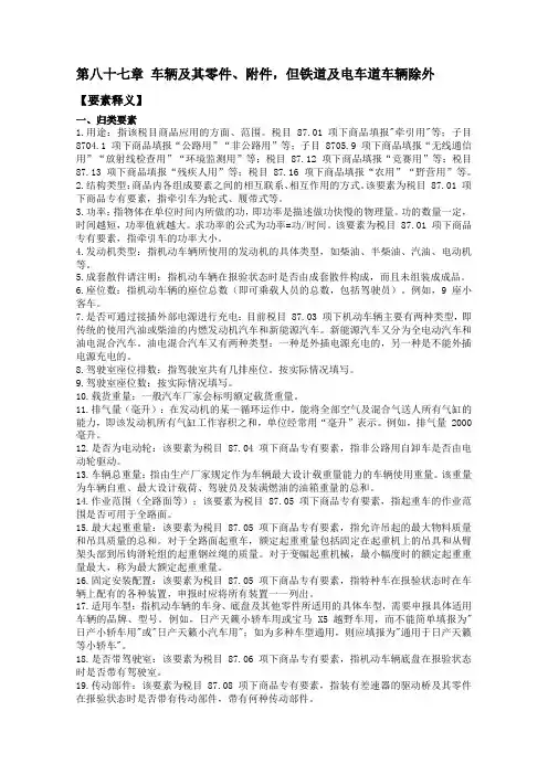 2023年 申报要素释义87章