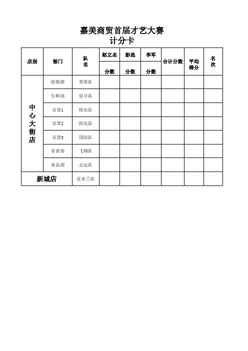 才艺大赛评分表
