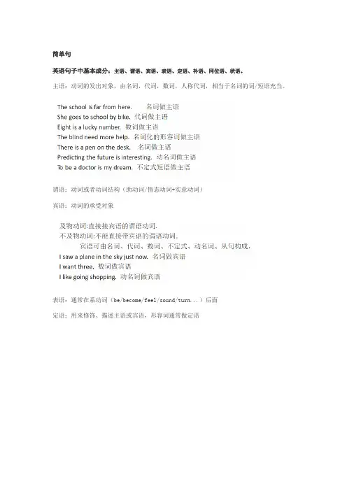 初中英语句型讲解素材：简单句+并列句+复合句