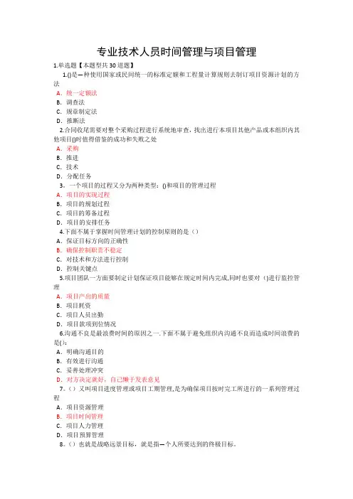 专业技术人员时间管理与项目管理