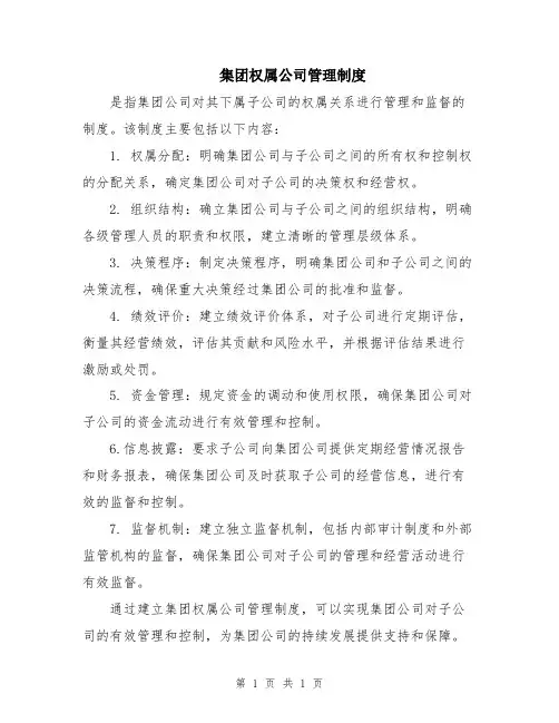 集团权属公司管理制度