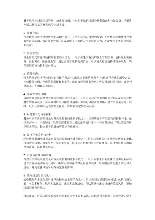 财务风险控制的手段