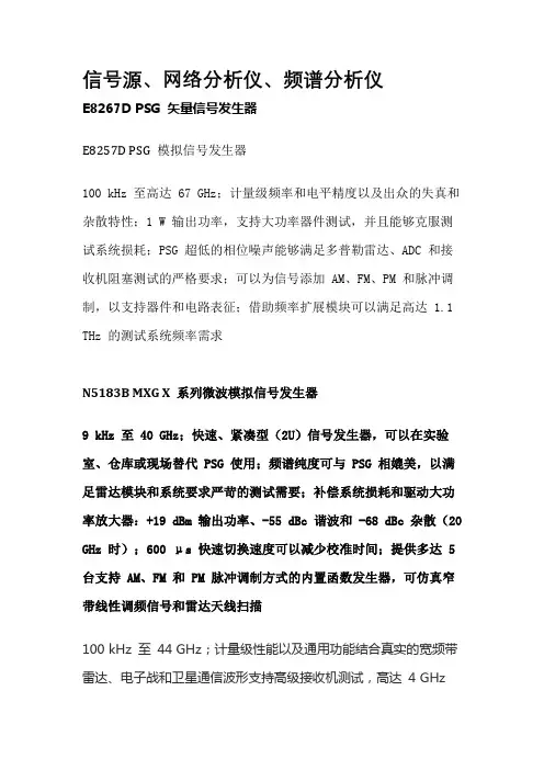 信号源 网分 频谱
