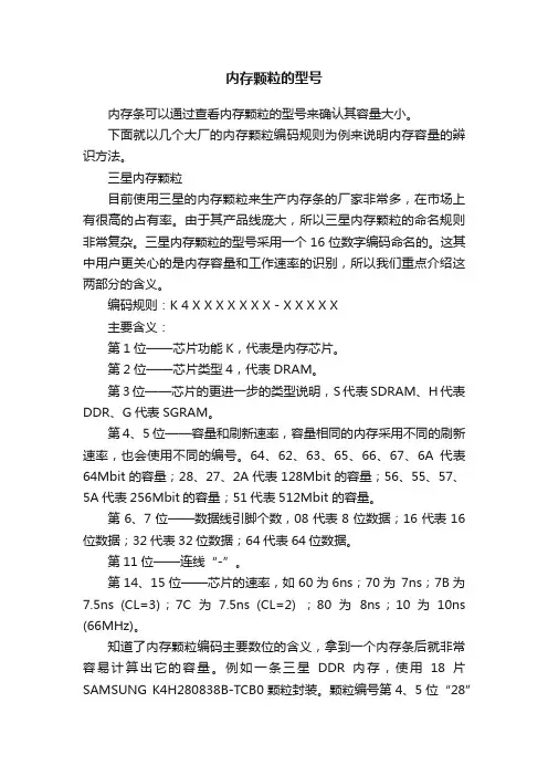 内存颗粒的型号