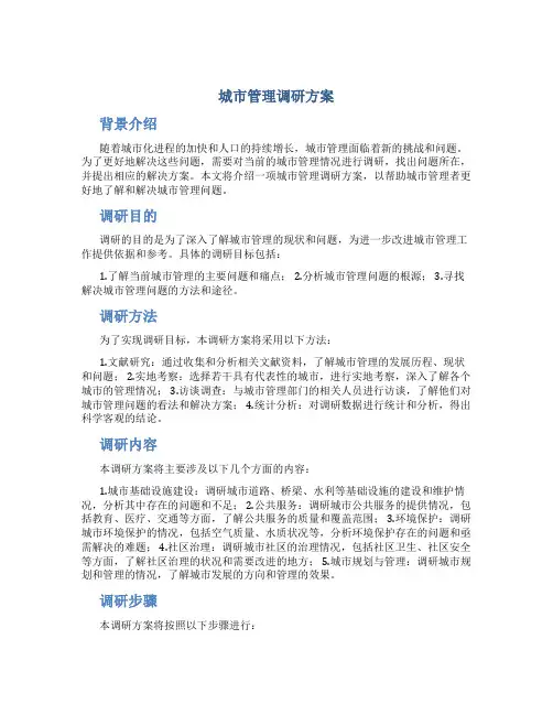城市管理调研方案