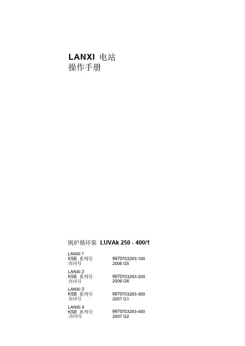 ksb凯士比炉水循环泵说明书luvac 250-400-1型