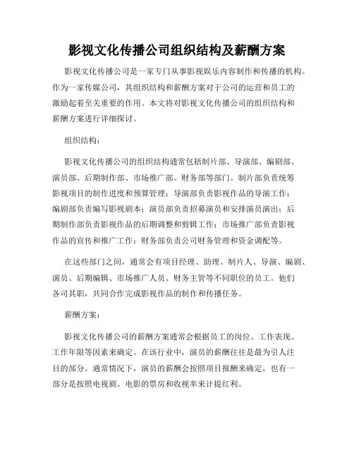 影视文化传播公司组织结构及薪酬方案