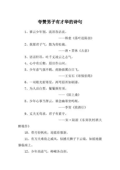 夸赞男子有才华的诗句