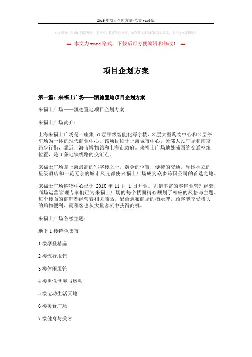 2019年项目企划方案-范文word版 (23页)