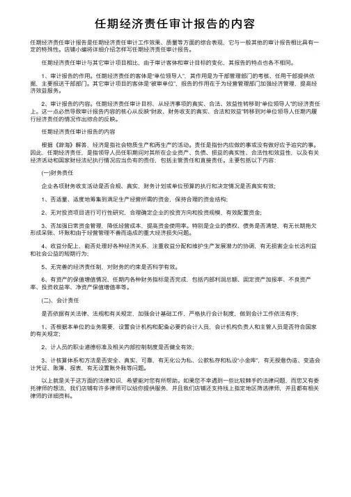 任期经济责任审计报告的内容