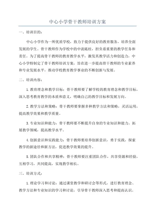 中心小学骨干教师培训方案