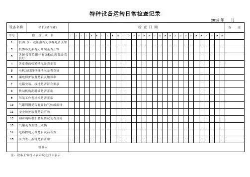 储气罐日常检查表