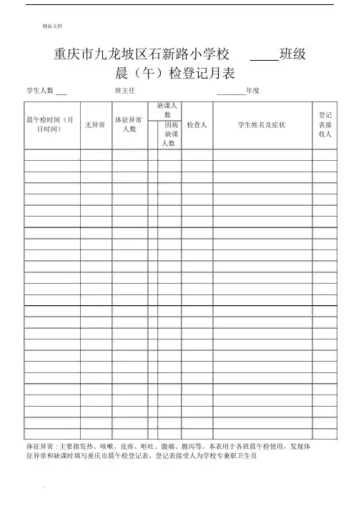 晨午检及因病缺勤病因追查与登记表格.docx
